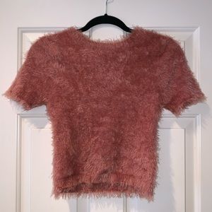 Pink fuzzy top